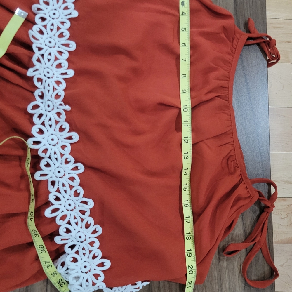 Fashion Women's Spaghetti Straps Maxi/ Midi Brick Red A-line Dress Size XL Boho - Picture 5 of 10